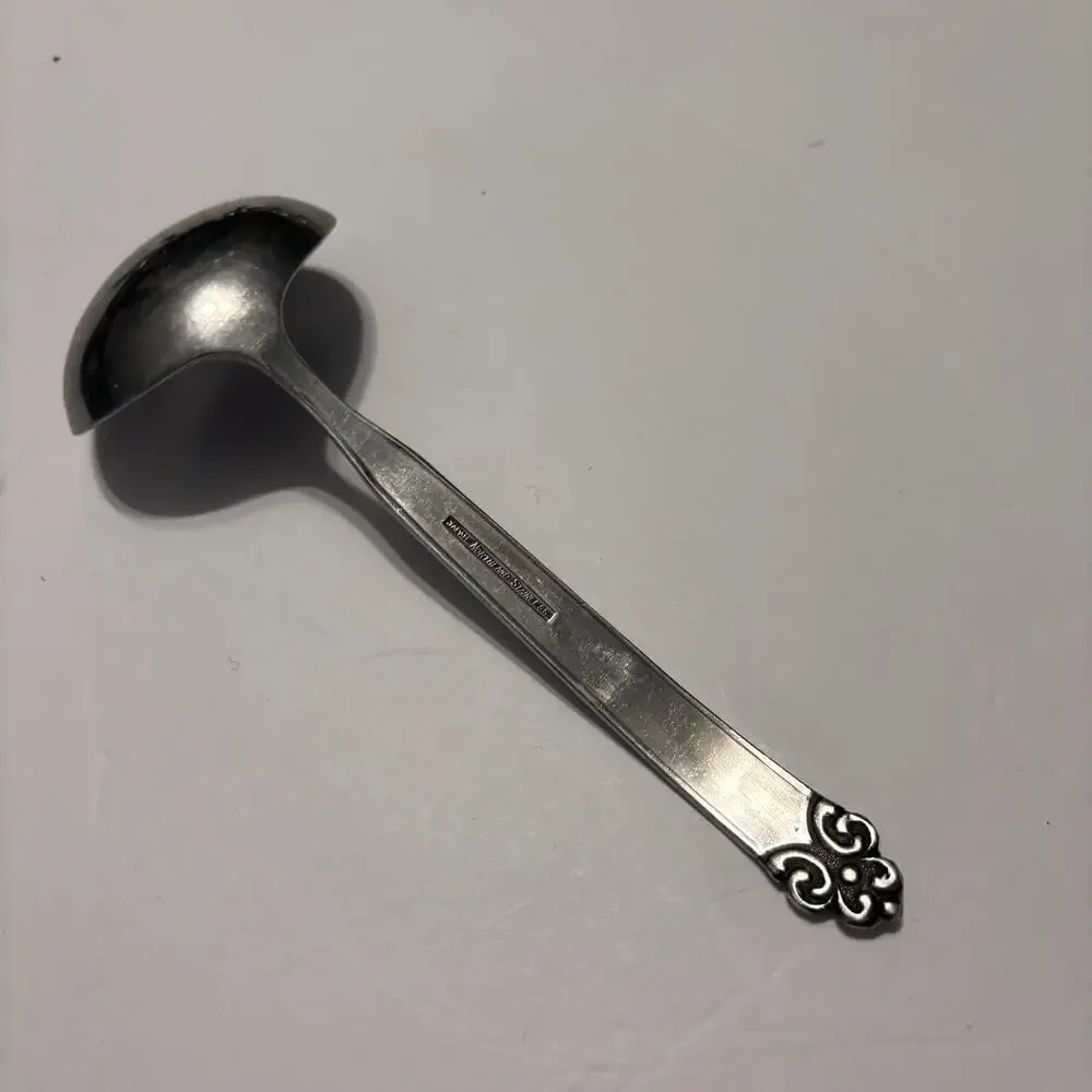 Oneida Northland Stainless Japan Ladle MCM Black Accent Handle Vintage Serveware